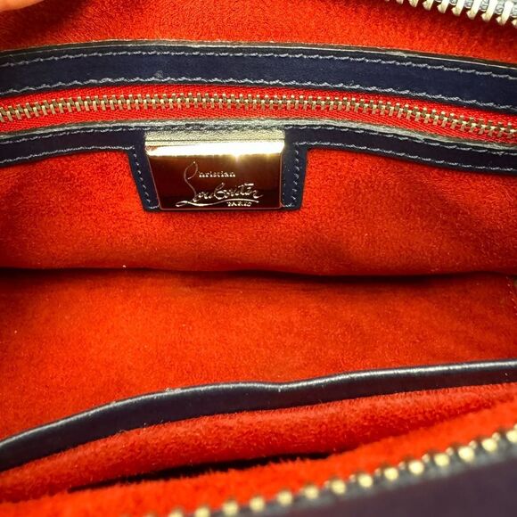 Christian Louboutin Navy Blue Top Handle Spiked 2way Eloise Tote Bag Satchel Sm - Picture 14 of 15